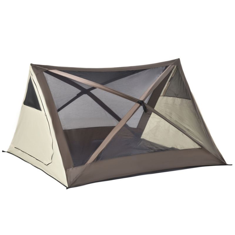 Beige 3-Person Pop-Up Tent with Carry Bag and Screen House