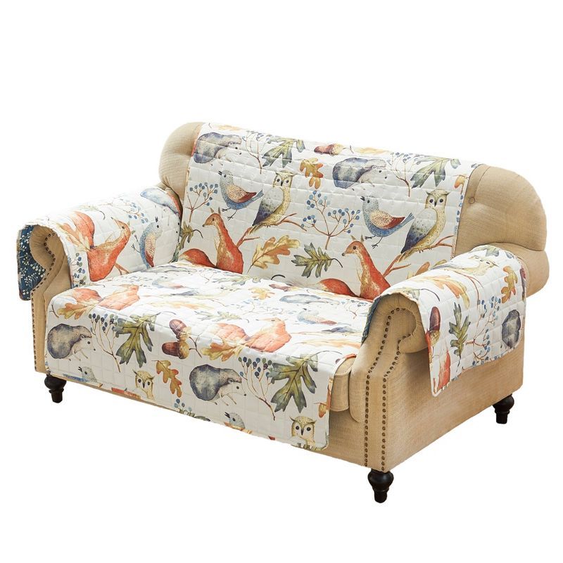 Reversible Natural Forest Creatures Loveseat Slipcover