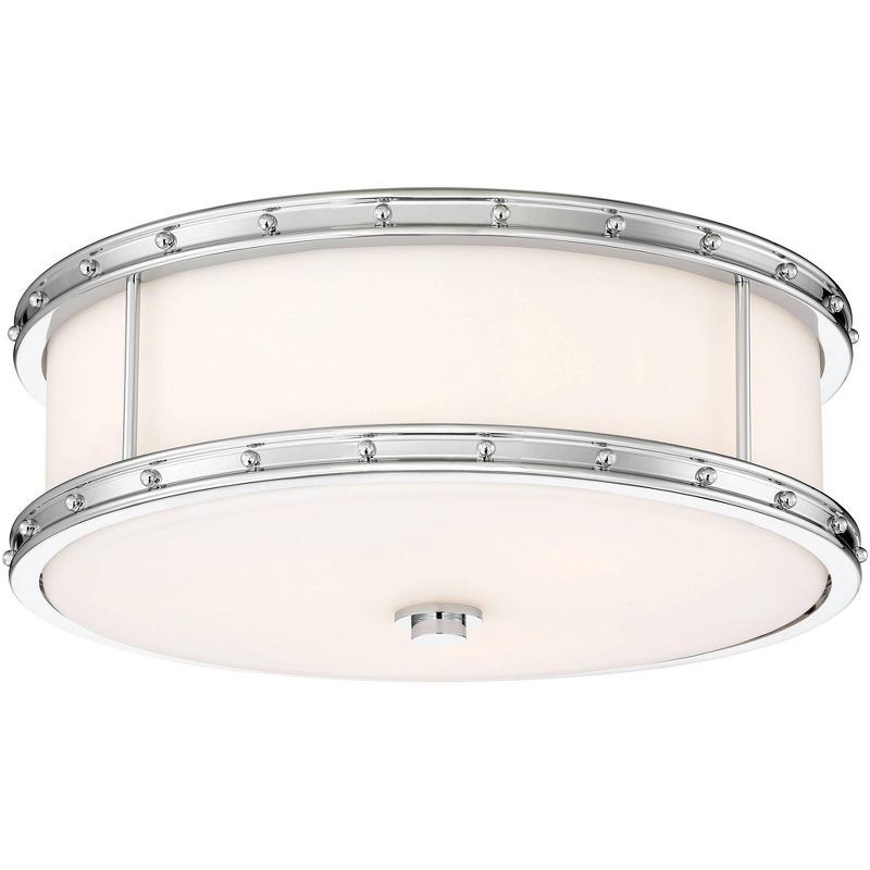Chrome and Etched Opal Glass LED Drum Flush Mount