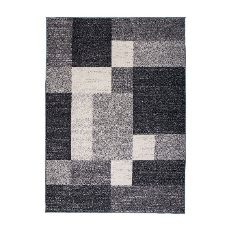 GeoSync 8' x 10' Gray Geometric Tufted Synthetic Area Rug