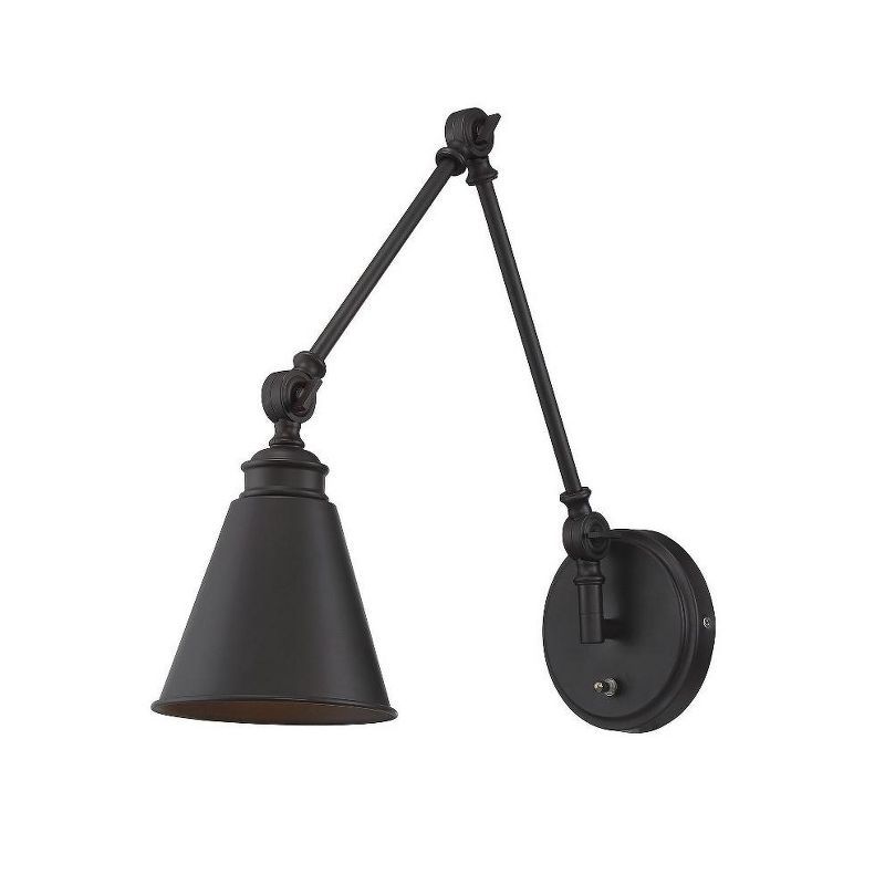 English Bronze Adjustable Wall Sconce with Dimmable Light