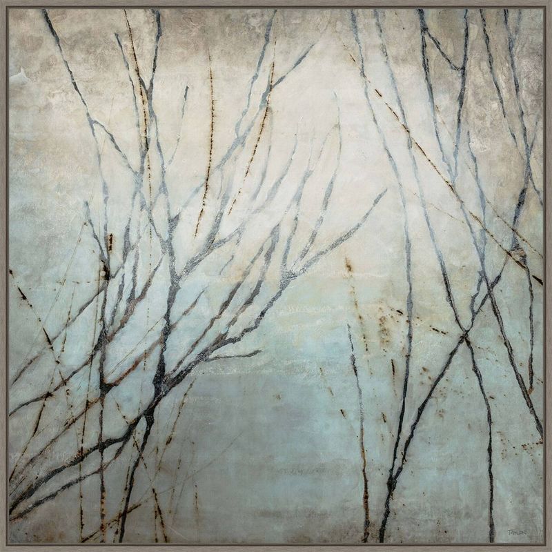 Winter Tree Song Gray and Brown Canvas Print with Frame