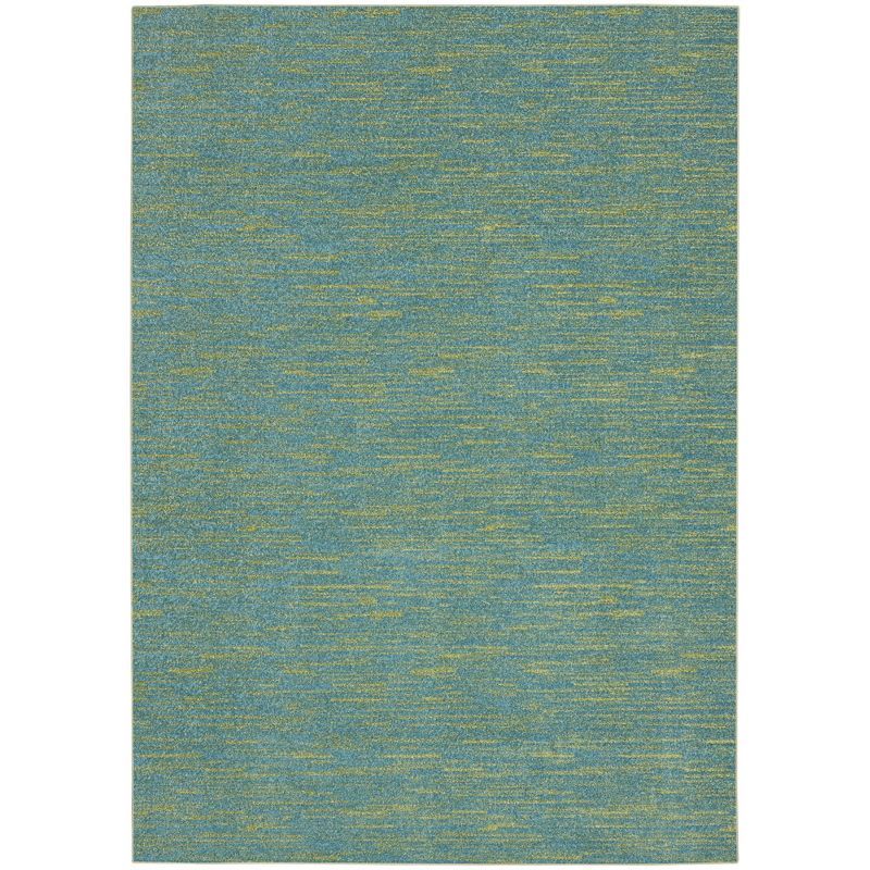 Blue Green Solid Synthetic Rectangular 4' x 6' Area Rug