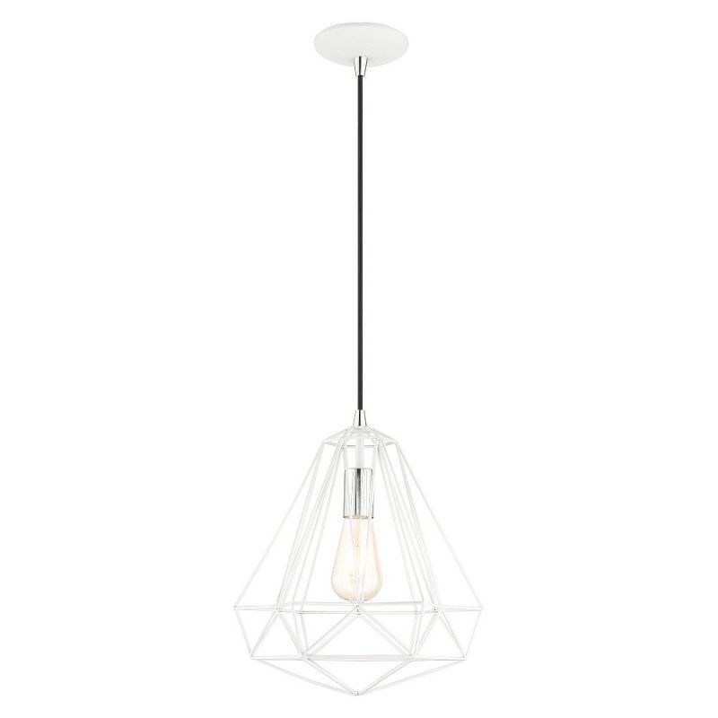 Shiny White Mini LED Pendant Light with Hand-Welded Frame