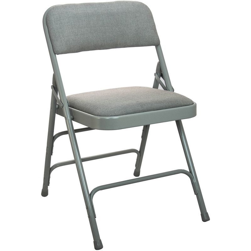 Gray Fabric and Metal Armless Folding Chairs, 19" x 20"