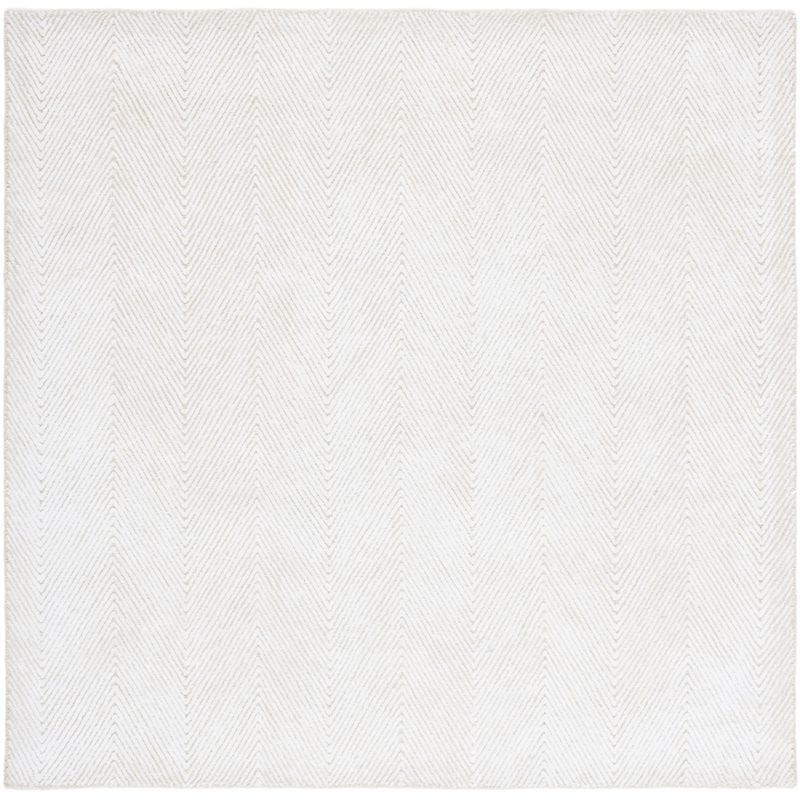 Ivory Beige Hand-Tufted Wool Viscose Square Area Rug 6'