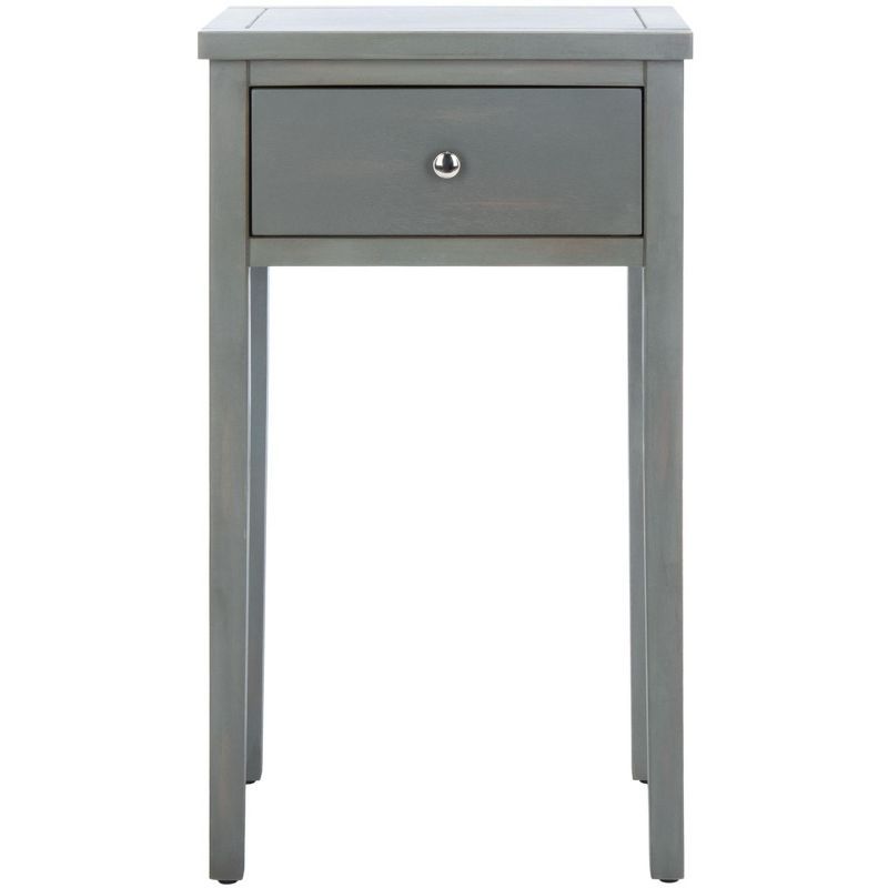 Ash Grey Elm Wood Nightstand with Drawer