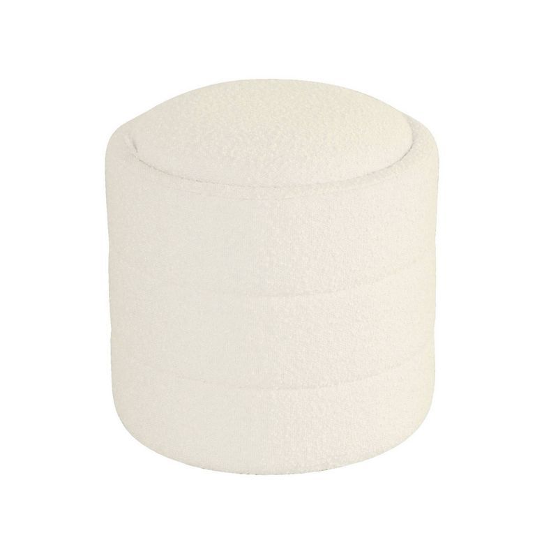 Cream Boucle Round Tufted Storage Ottoman