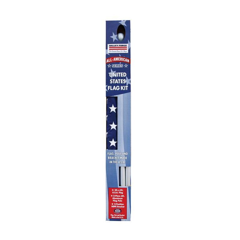 All-American Series 3x5 Foot Nylon US Flag Kit with 6-Foot Steel Pole