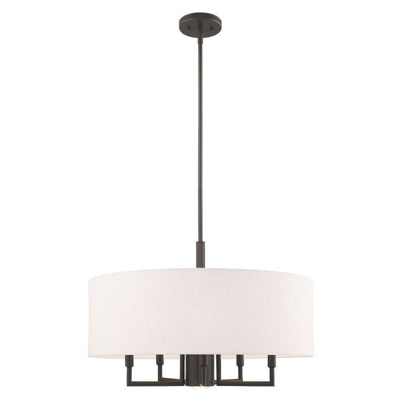 English Bronze 6-Light Modern Drum Pendant Chandelier