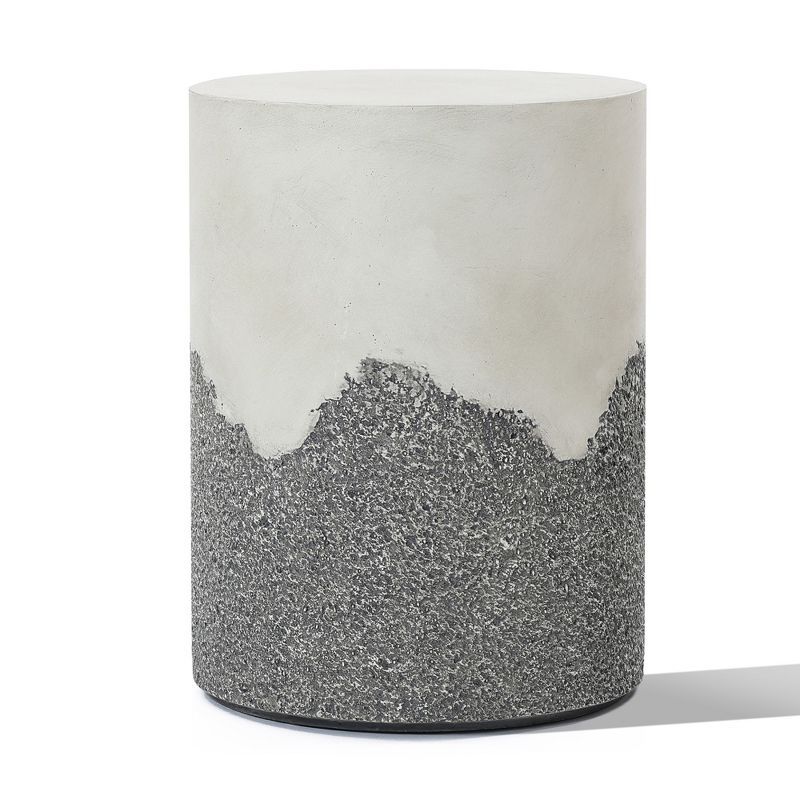 Gray and White Ombre Cement Round Outdoor Side Table