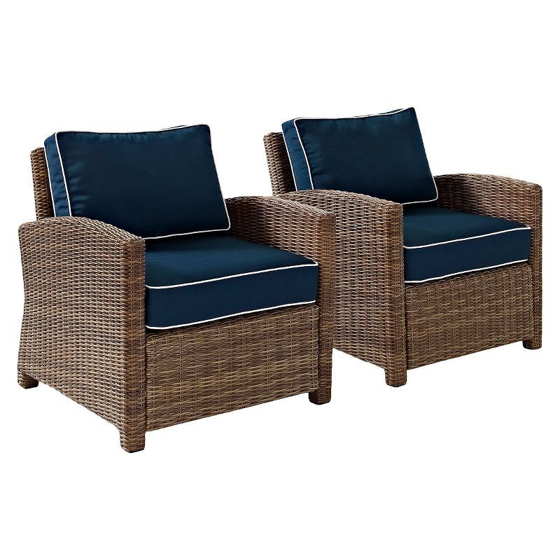 Bradenton 2-Piece Navy Wicker Outdoor Armchair Set