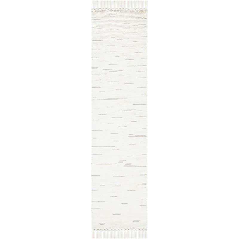 Ivory Elegance Hand-Tufted Wool Moroccan-Inspired Runner Rug