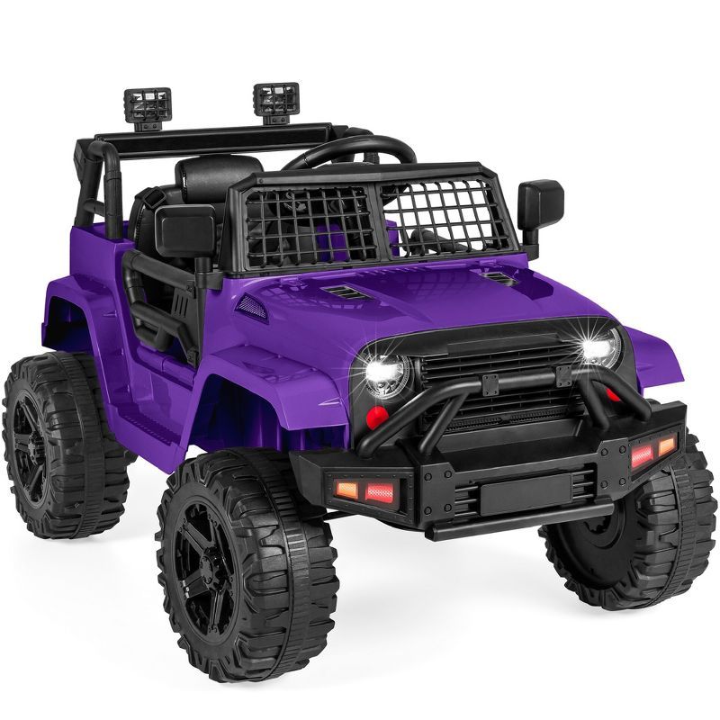 Purple 12V Kids Ride-On Truck with Remote Control and LED Lights