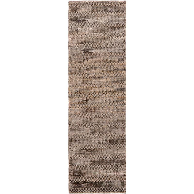 Handwoven Beige Jute Runner Rug with Cotton Backing