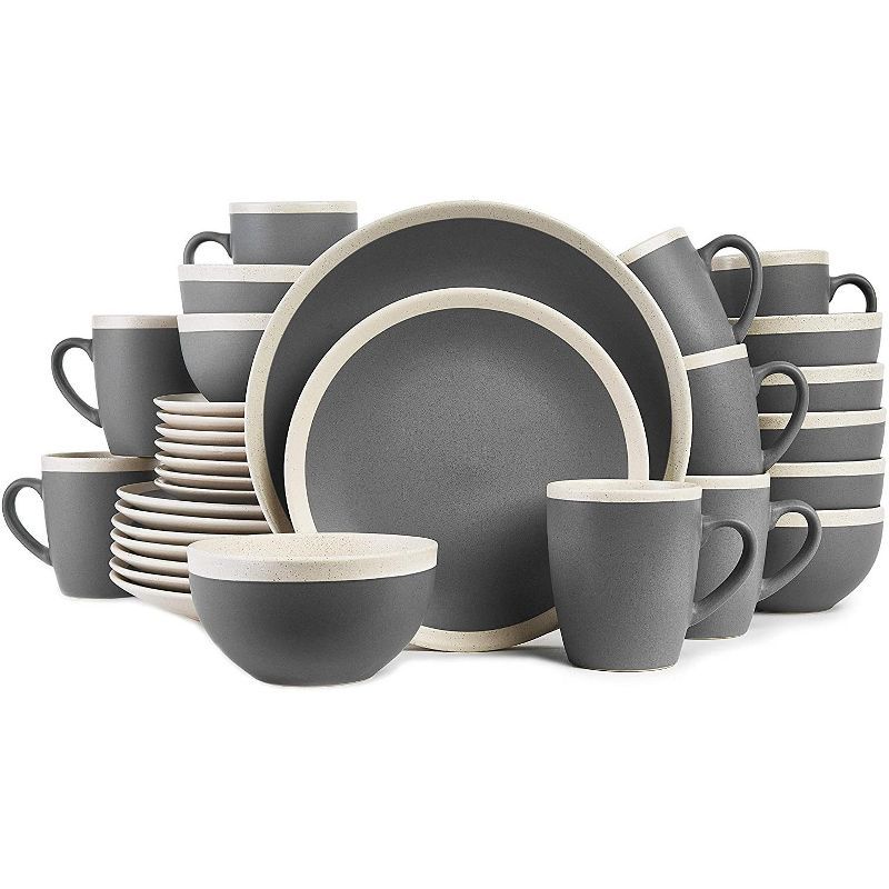 Gray and Cream Ceramic 32-Piece Dinnerware Set, Service for 8