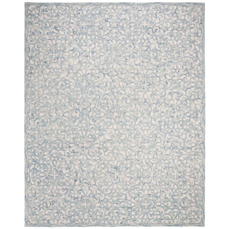 Elysian Blue & Ivory Hand-Tufted Wool Round Rug - 5' x 8'