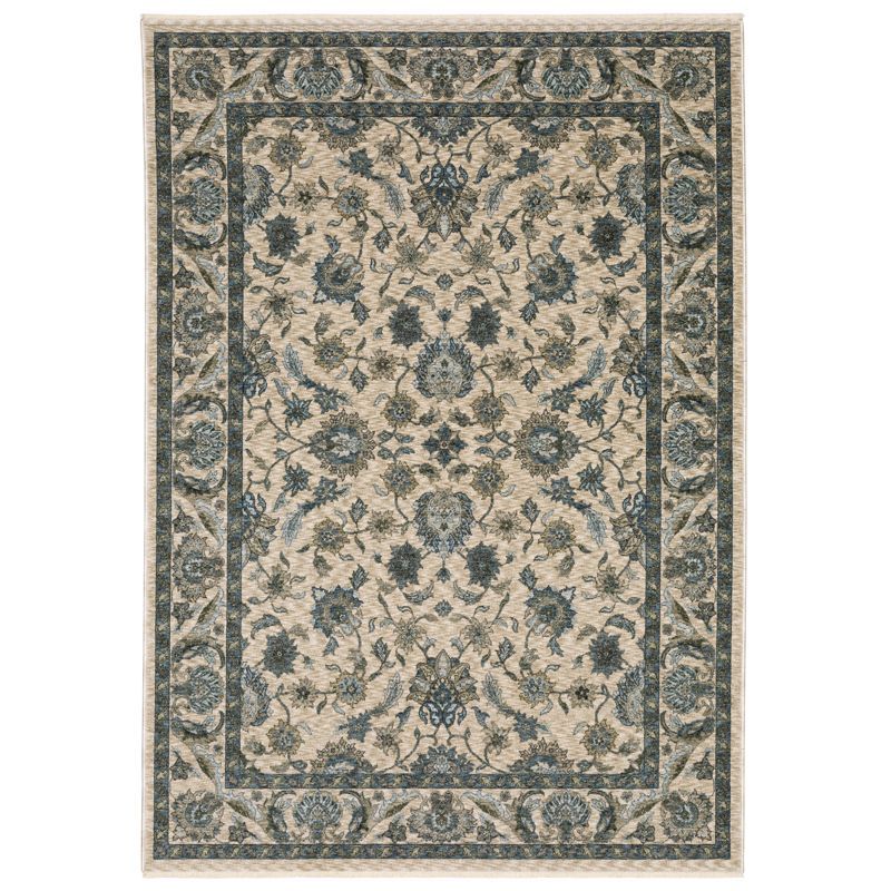 Aberdeen Beige and Blue Synthetic Rectangular Area Rug - 2' x 3'