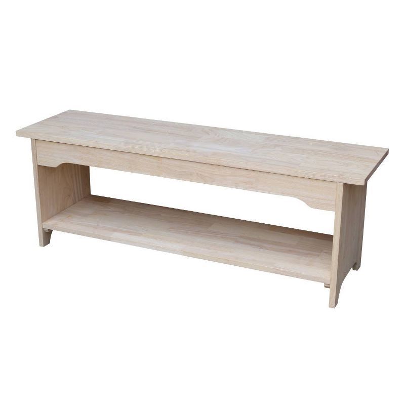 Brookstone 48" Unfinished Parawood Bench with Storage Shelf