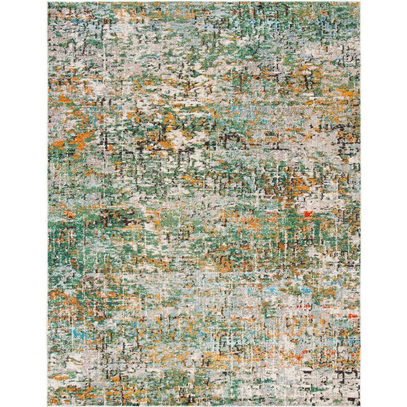 Green and Turquoise Abstract 8' x 10' Synthetic Area Rug