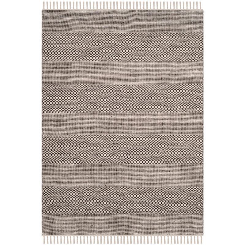 Ivory and Anthracite Flat Woven Wool-Cotton 4' x 6' Area Rug