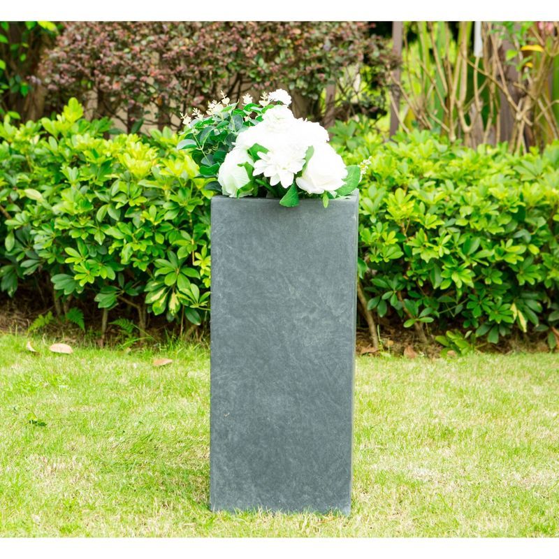 Charcoal Concrete Tall Square Planter for Indoor/Outdoor Use