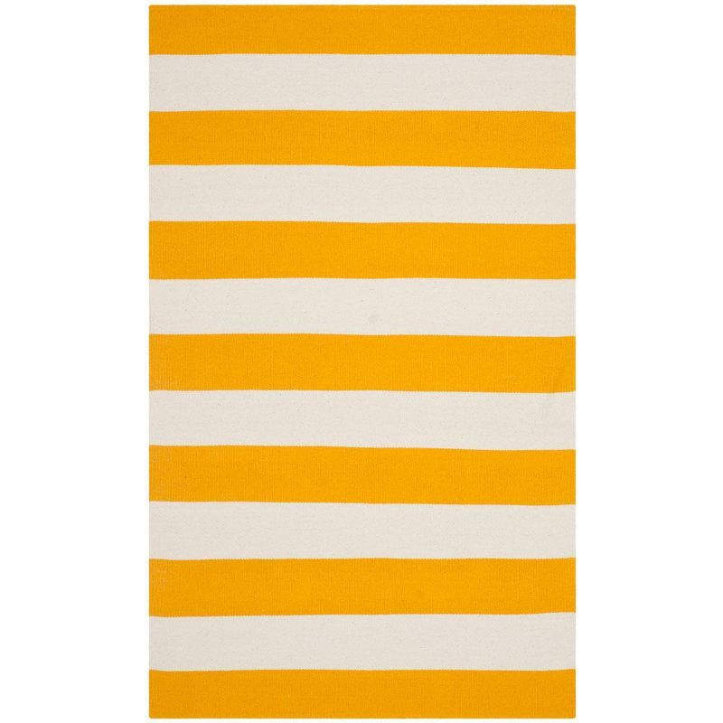 Coastal Breeze Yellow/Ivory Cotton 4' x 6' Hand-Woven Rug