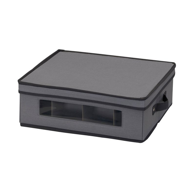 Gray Stackable Collapsible Plastic Lidded Storage Box