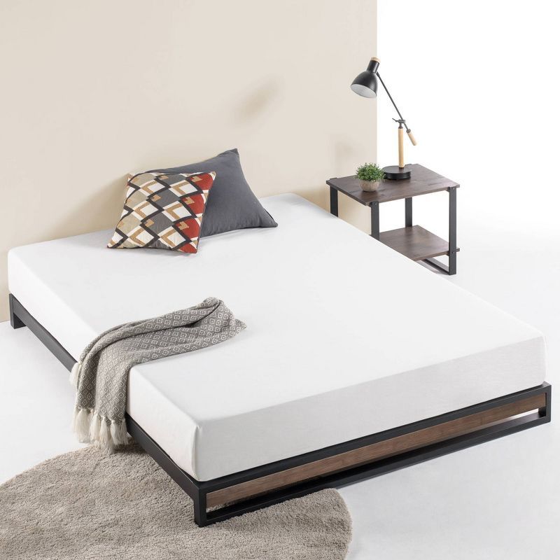 Queen Bamboo and Metal Platform Bed Frame with Drawer