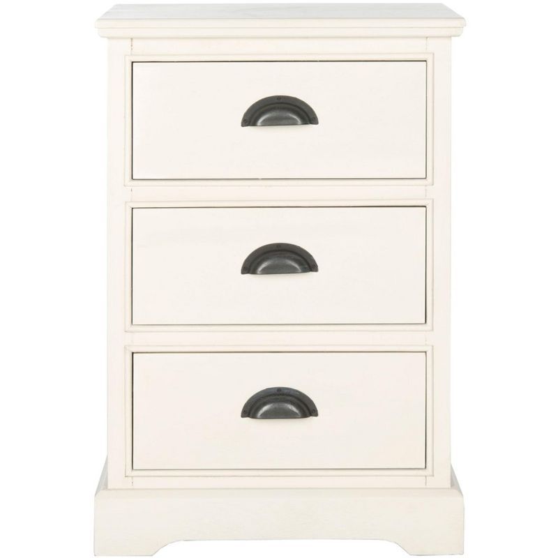 Transitional White Pine 3-Drawer Rectangular Side Table