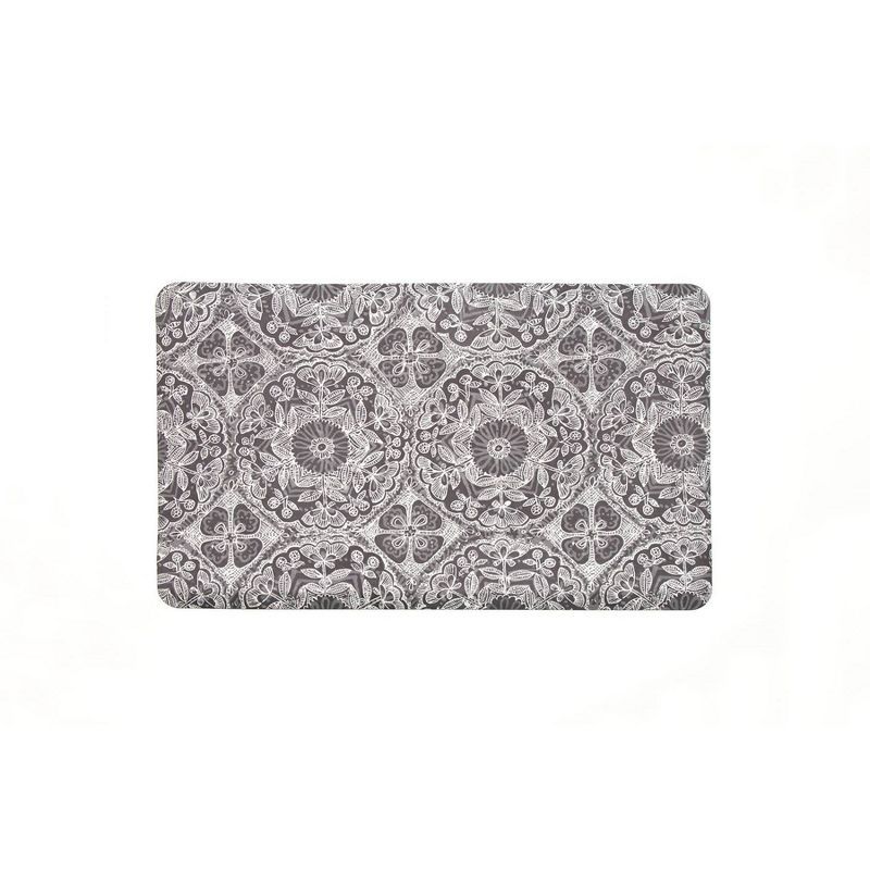 Gray Floral Mandala Anti-Fatigue Comfort Mat 32" x 20"