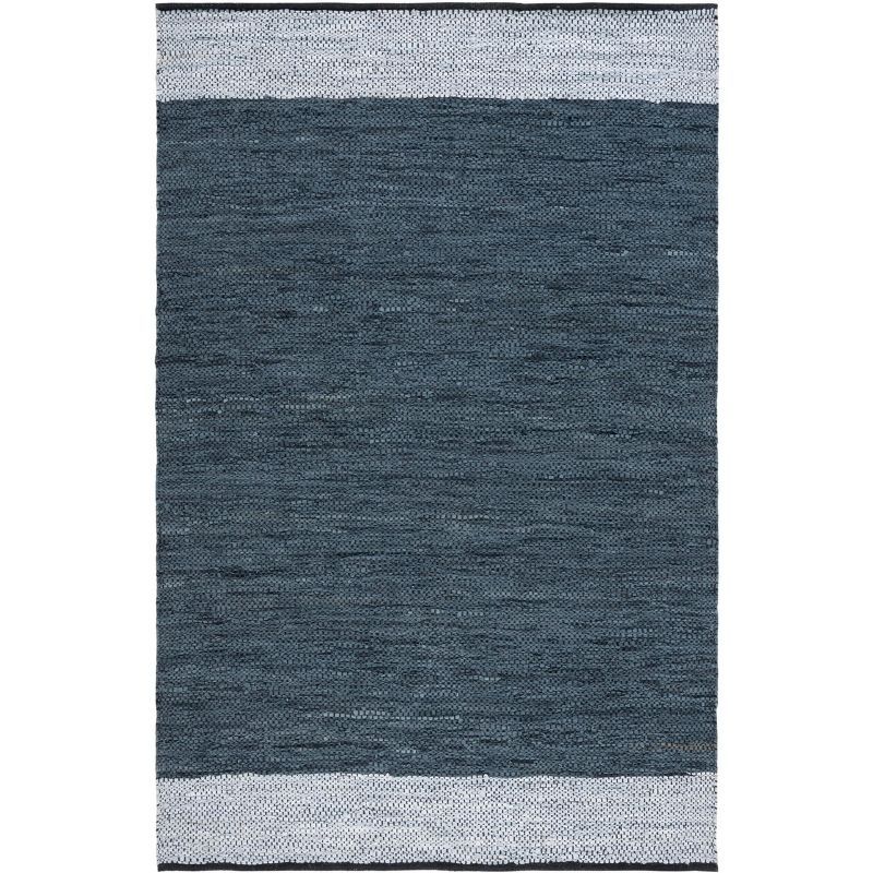 Mod-Chic Gray and Silver Handmade Leather 5' x 8' Area Rug