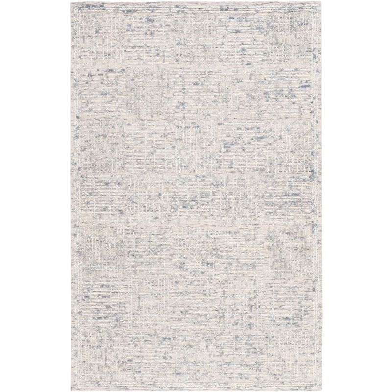 Handmade Light Blue and Ivory Abstract Wool Tufted Rug