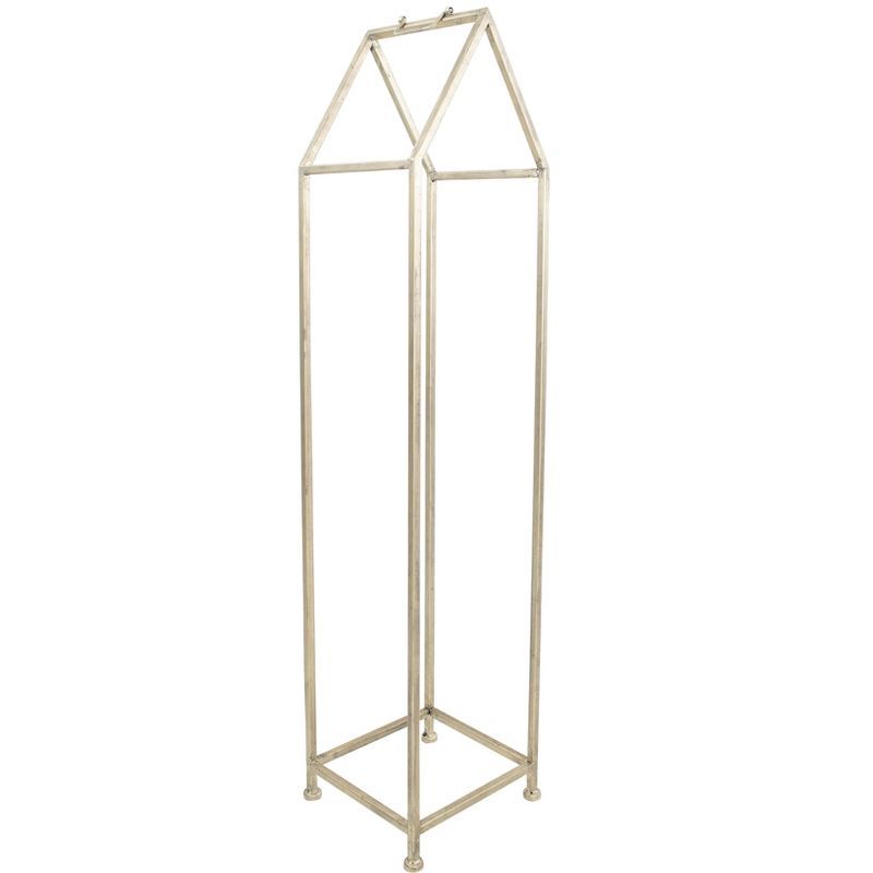 Tall Silver Metal House-Shaped Firewood Rack