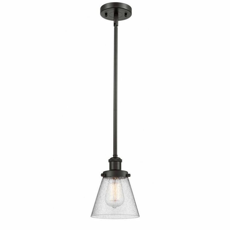 Oil Rubbed Bronze Mini Pendant with Seedy Glass Shade