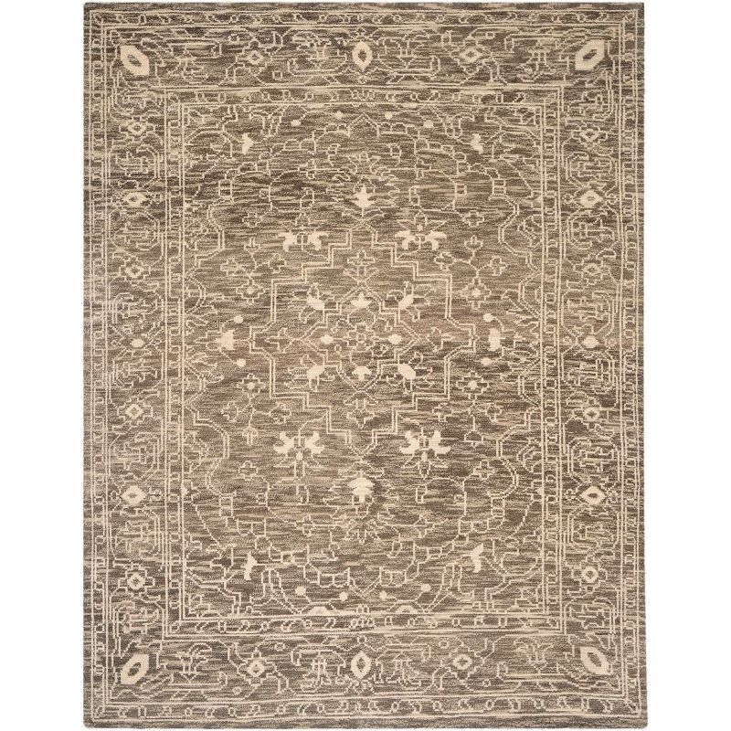 Kenya Hand-Knotted Wool Area Rug in Brown and Beige - 8' x 10'