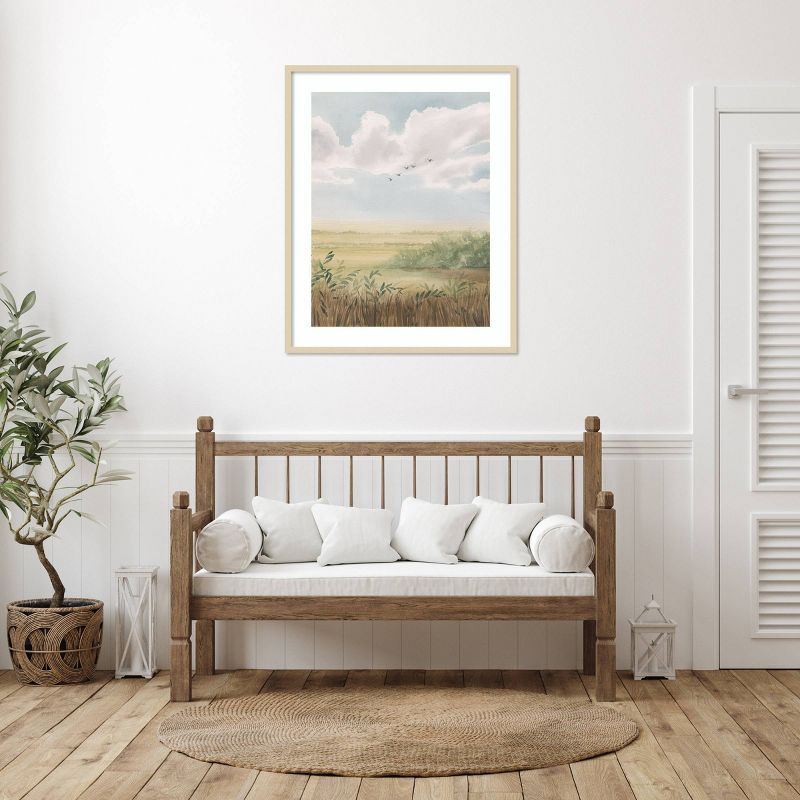 Clear Day Meadow II 33"x41" Brown Wood Framed Wall Art