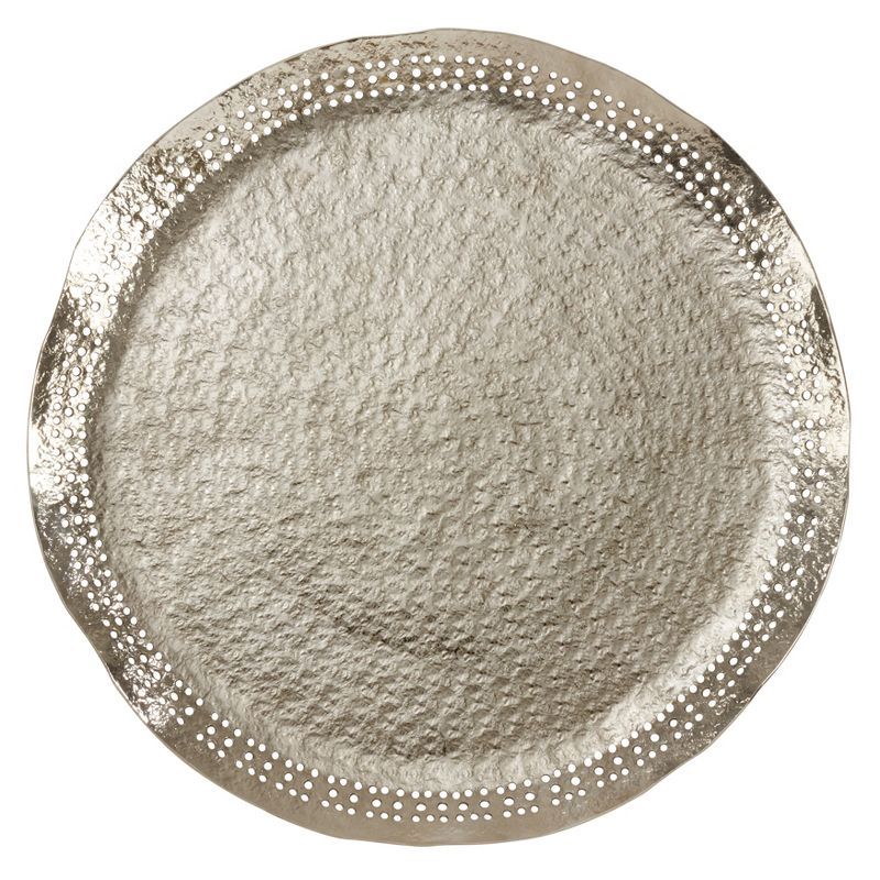 Silver Hole Punched Metal Charger Plates Set of 4