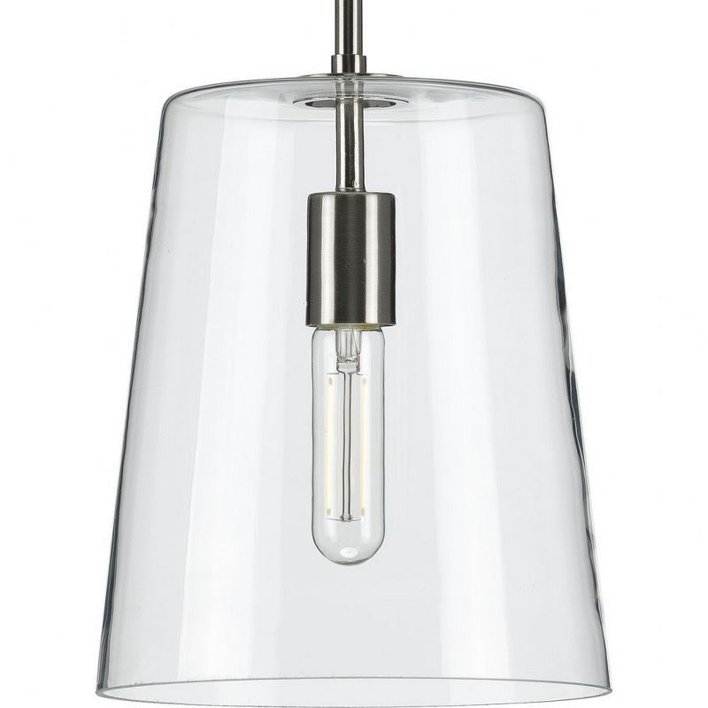 Sleek Coastal Brushed Nickel Pendant with Clear Glass Shade