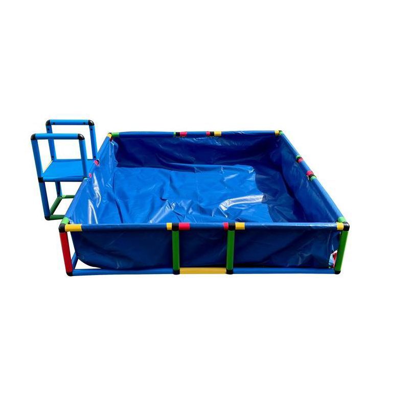 Funphix Buildable Blue Plastic Swimming Pool with Safety Steps