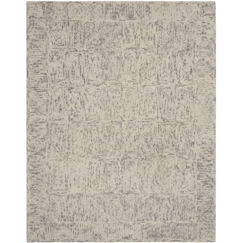 Ivory/Grey/Teal 8' x 10' Hand-Tufted Wool Rectangular Rug