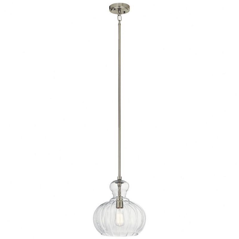Riviera Vintage-Inspired Clear Glass Globe Pendant with Brushed Nickel Finish