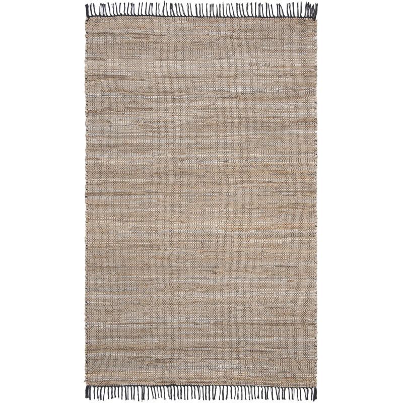 Handmade Vintage Leather Beige 6' x 9' Cowhide Area Rug