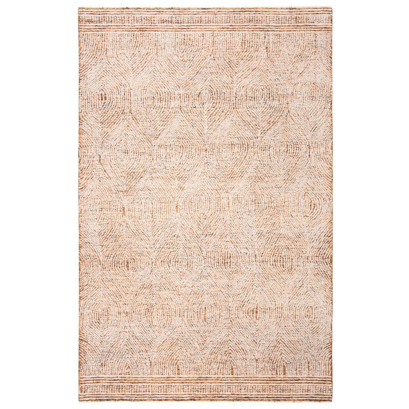 Ivory and Rust Abstract Hand-Tufted Wool Rug, 3' x 5'