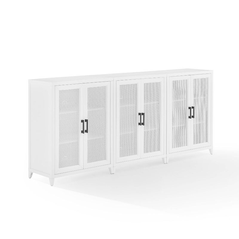 Milo 84" White Woven Entertainment Center with Cabinets