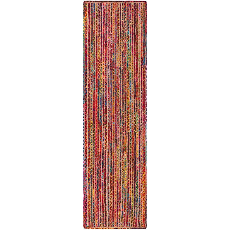 Colorful Natural Cotton Braided Runner Rug, 2'3" x 9'