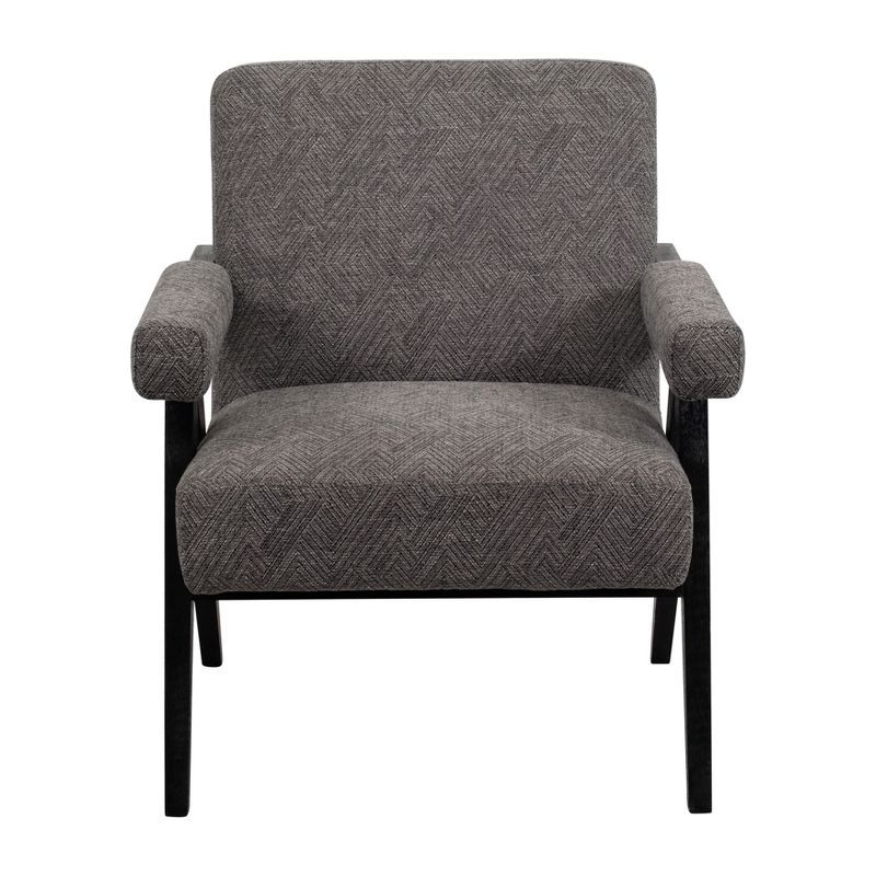 Gray Fabric and Wood Scandinavian Accent Chair, 36"