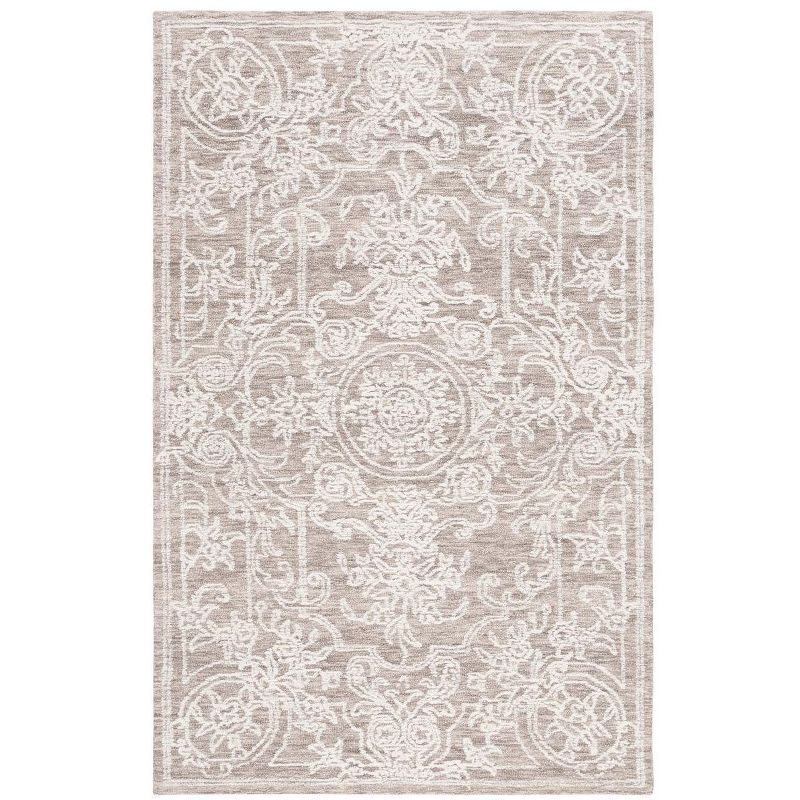 Gray 4' x 6' Hand-Tufted Wool Rectangular Area Rug