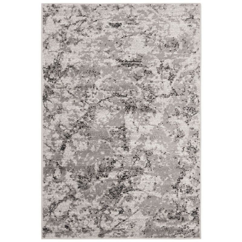 Reversible Grey/Ivory Abstract Synthetic 3' x 5' Area Rug