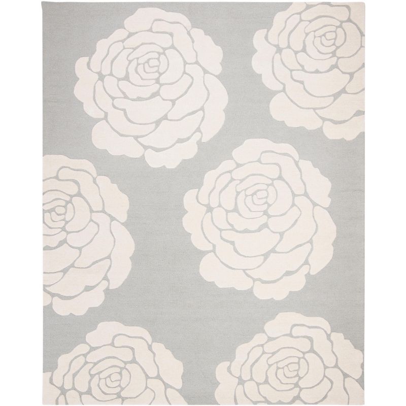 Elegant Grey & Ivory Wool 8' x 10' Hand-Tufted Area Rug